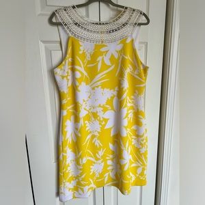 J Howard Jessica Yellow Shift Dress Sundress Easter Spring Summer Resort size 16